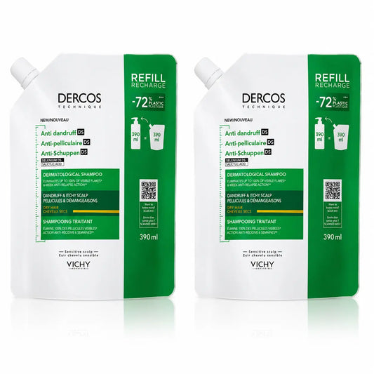 Vichy Pack Vichy Dercos Technique Champú Ecorefill Anticaspa Seca, x2