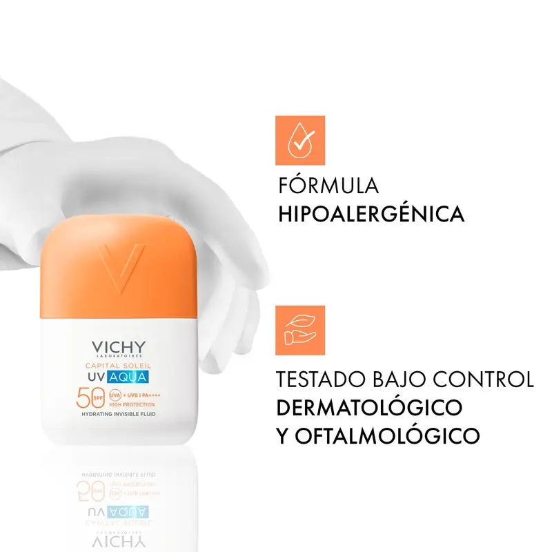 Vichy Solar Uv Aqua Fluido Hidratante Invisible Spf50 , 50 ml