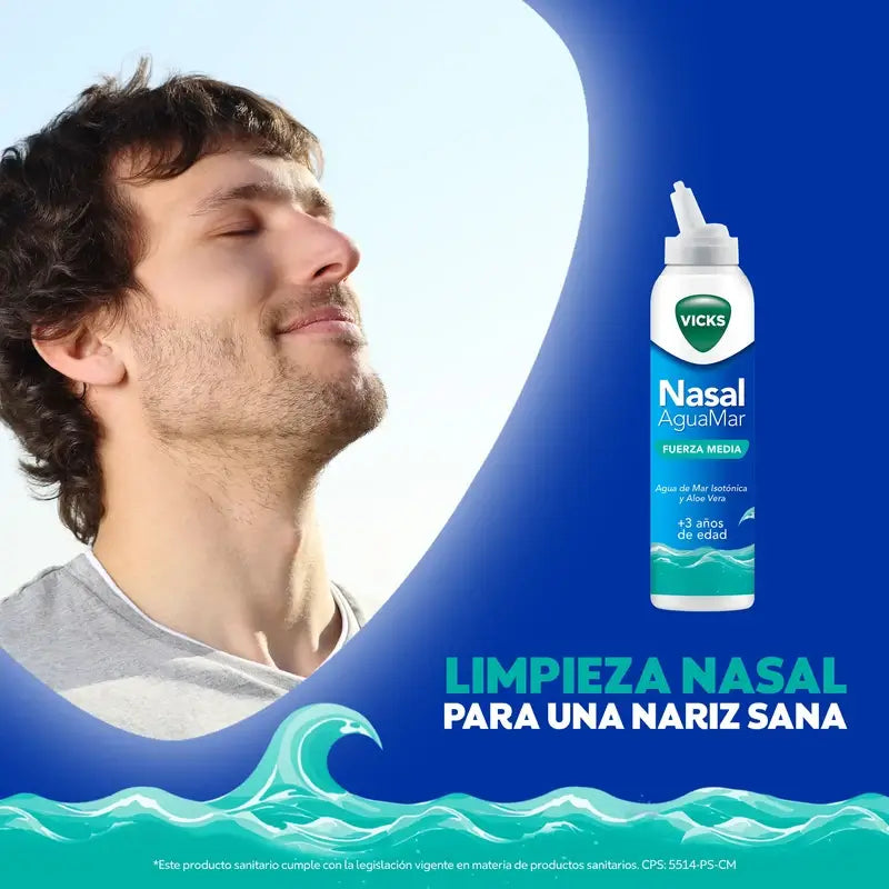 Vicks Nasal Aguamar Fuerza Media , 120 ml