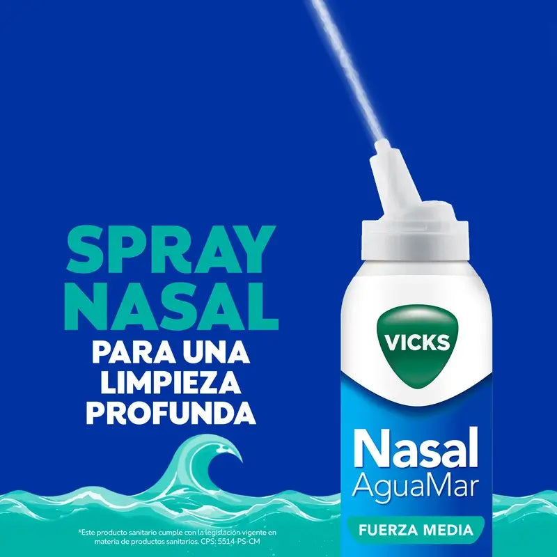 Vicks Nasal Aguamar Fuerza Media , 120 ml