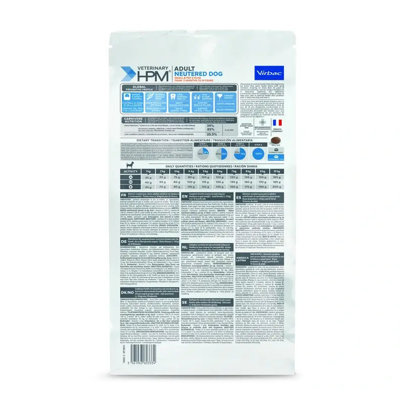 Virbac Hpm Adult Dog Neutered Small & Toy 1,5kg, pienso para Perros