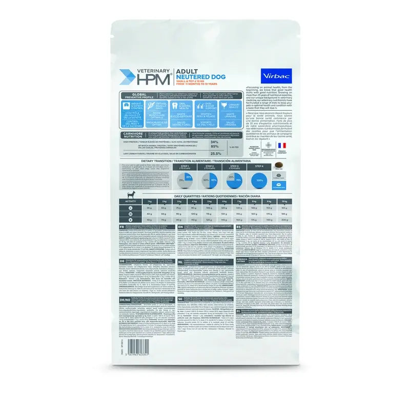 Virbac Hpm Adult Dog Neutered Small & Toy 3kg, pienso para Perros