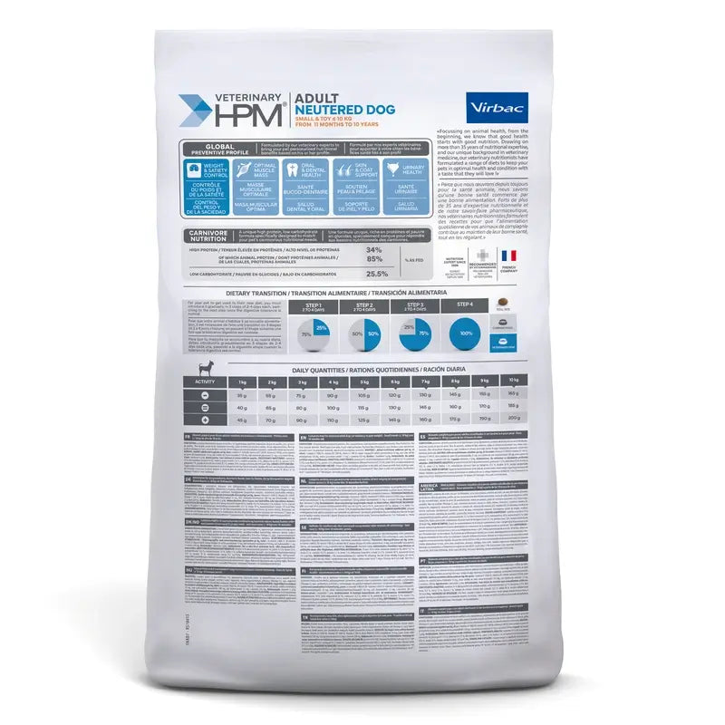 Virbac Hpm Adult Dog Neutered Small & Toy 7kg, pienso para Perros
