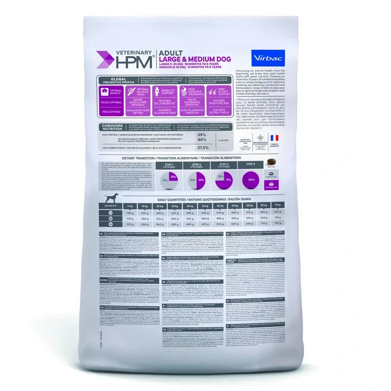Virbac Hpm Adult Large & Medium 7 Kg Alimento, pienso para perros