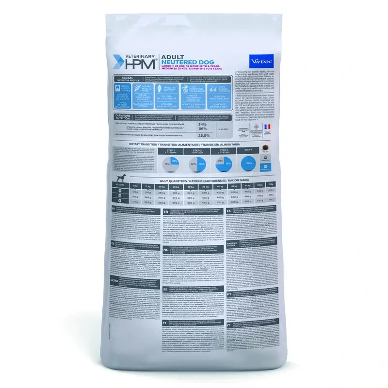 Virbac Hpm Adult Neutered Perros Large & Medium 12Kg Alimento, pienso para perros