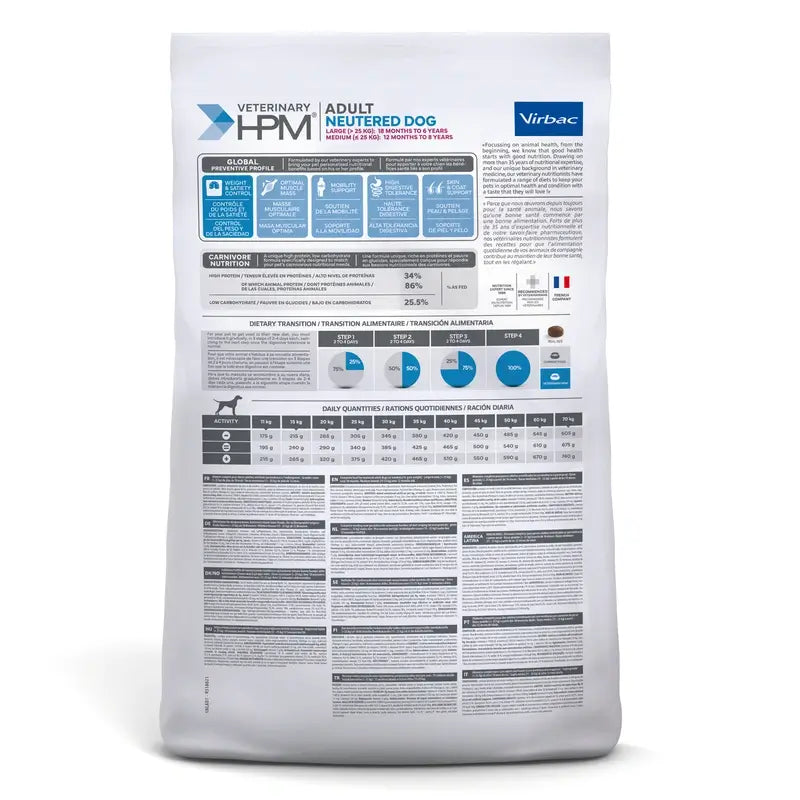 Virbac Hpm Canine Adult Neutered Large Medium 7Kg, pienso para perros