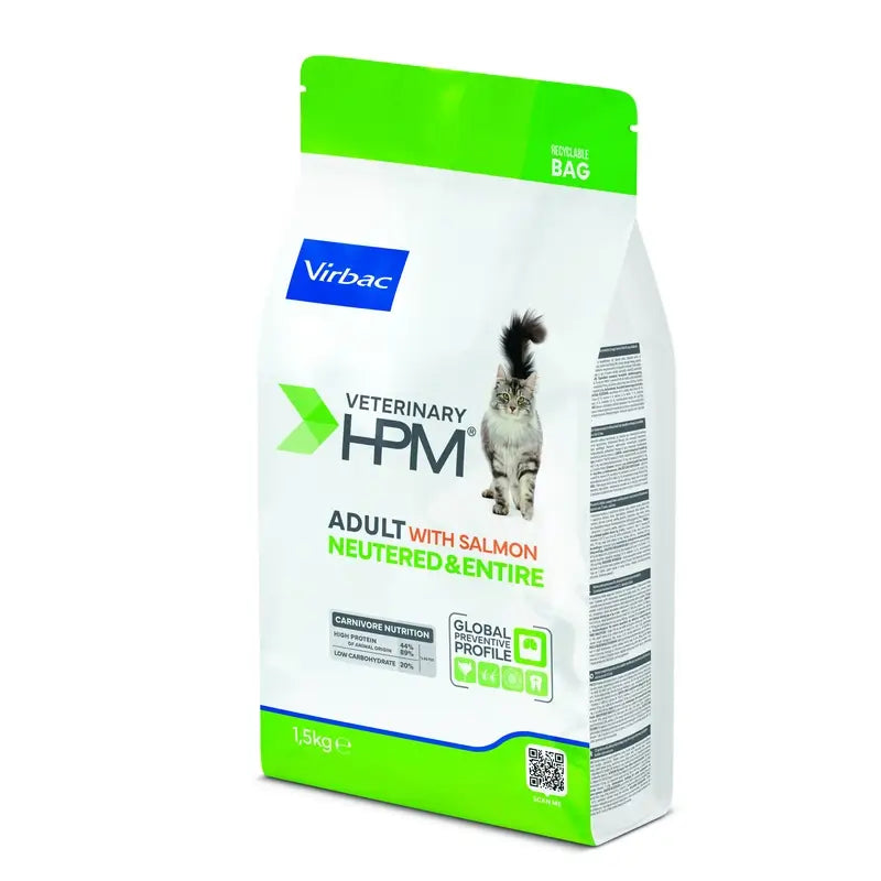 Virbac Hpm Adult Salmon Neutered & Entire Alimento Gatos 1,5 Kg, pienso para gatos