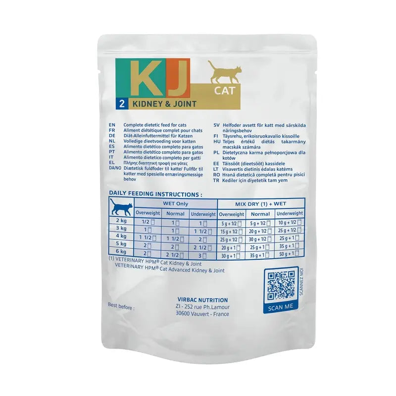 Virbac KJ2 Feline Kidney & Joint Comida Húmeda para Gatos ,12x85g