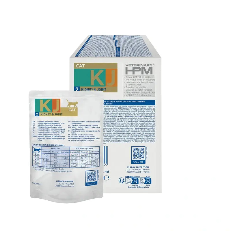 Virbac KJ2 Feline Kidney & Joint Comida Húmeda para Gatos ,12x85g