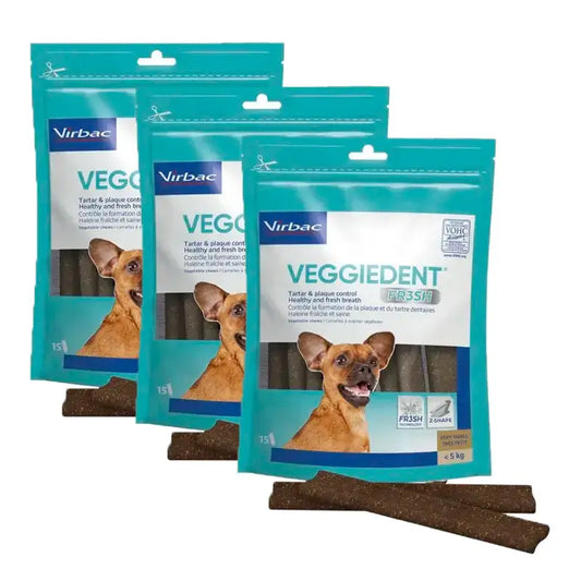 Virbac Veggiedent Fr3sh XS, Snacks Dentales Para Perros De Raza Muy Pequeñas, Pack 3 unidades