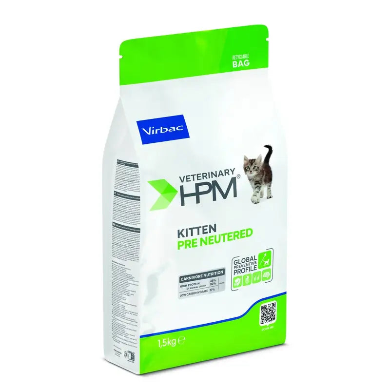 Virbac Veterinary HPM Kitten Pre Neutered Cat , 1.5 kg, pienso para gatos