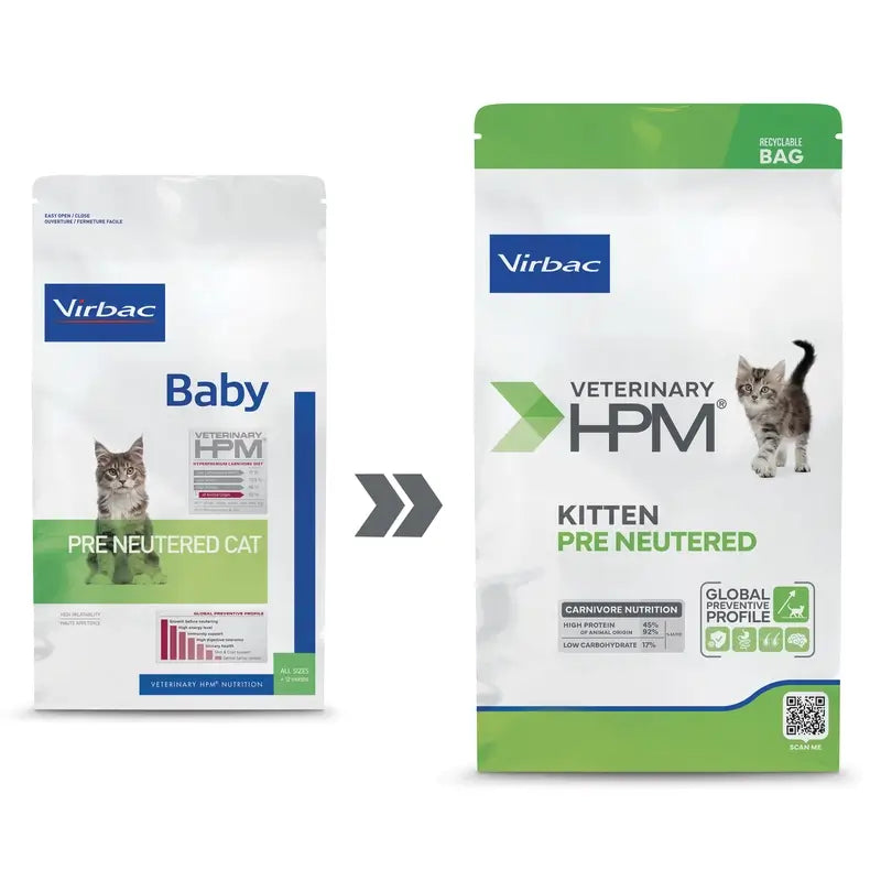 Virbac Veterinary HPM Kitten Pre Neutered Cat , 1.5 kg, pienso para gatos
