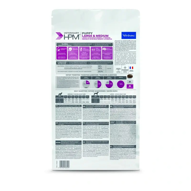 Virbac Veterinary HPM Puppy Large & Medium Dog , 3 kg, pienso para perros
