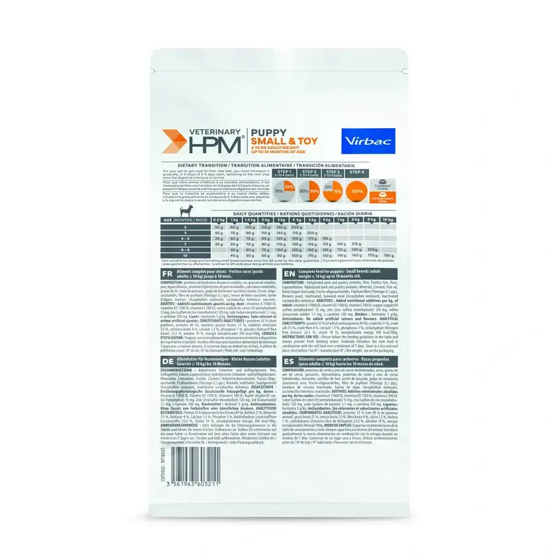 Virbac Veterinary HPM Puppy Small & Toy Dog , 400 g, pienso para perros