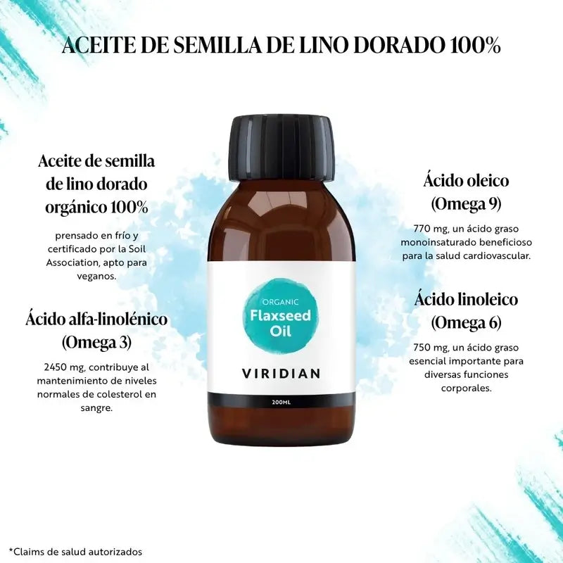 Viridian Aceite De Lino Dorado 200Ml. Bio