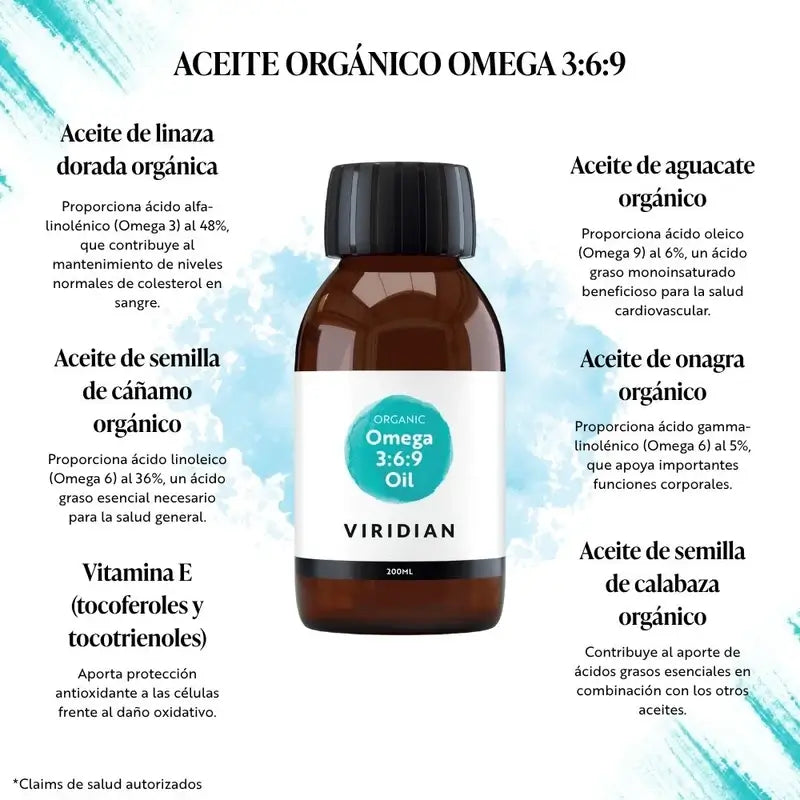 Viridian Aceite Omega 3-6-9 200Ml. Vegano