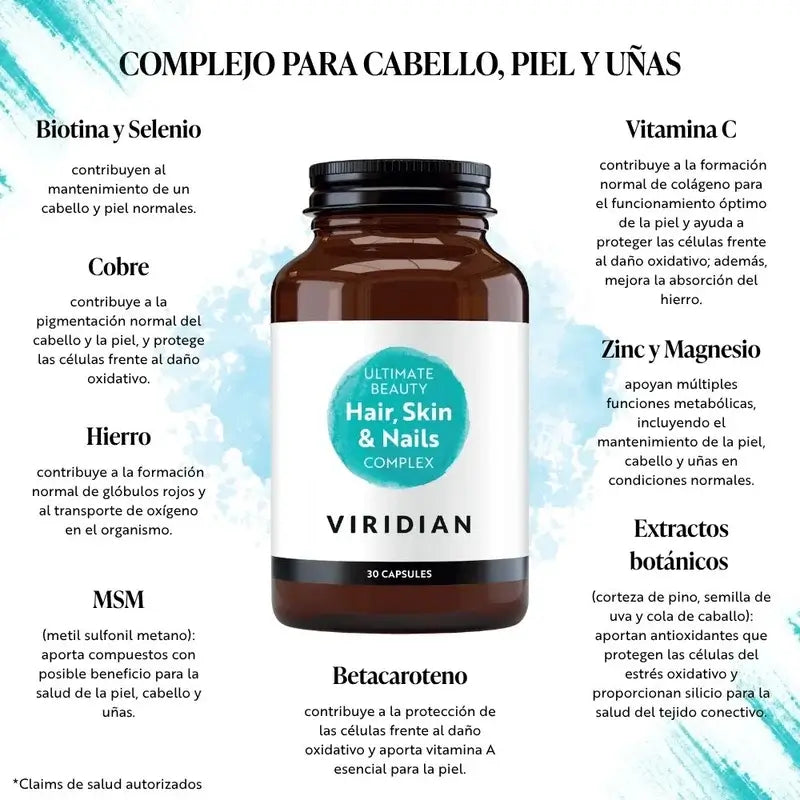 Viridian Beauty Complex Pelo Piel Y Uñas 30Cap.Veg.