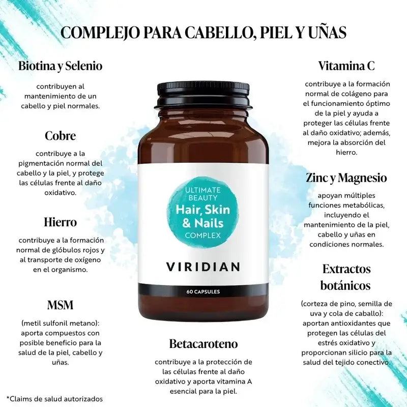 Viridian Beauty Complex Pelo, Piel Y Uñas 60Cap.Veg.