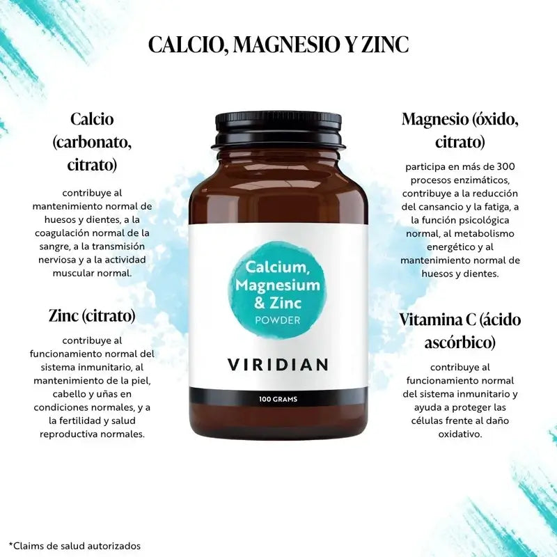 Viridian Calcio Magnesio Zinc +Vit. C Polvo 100Gr.