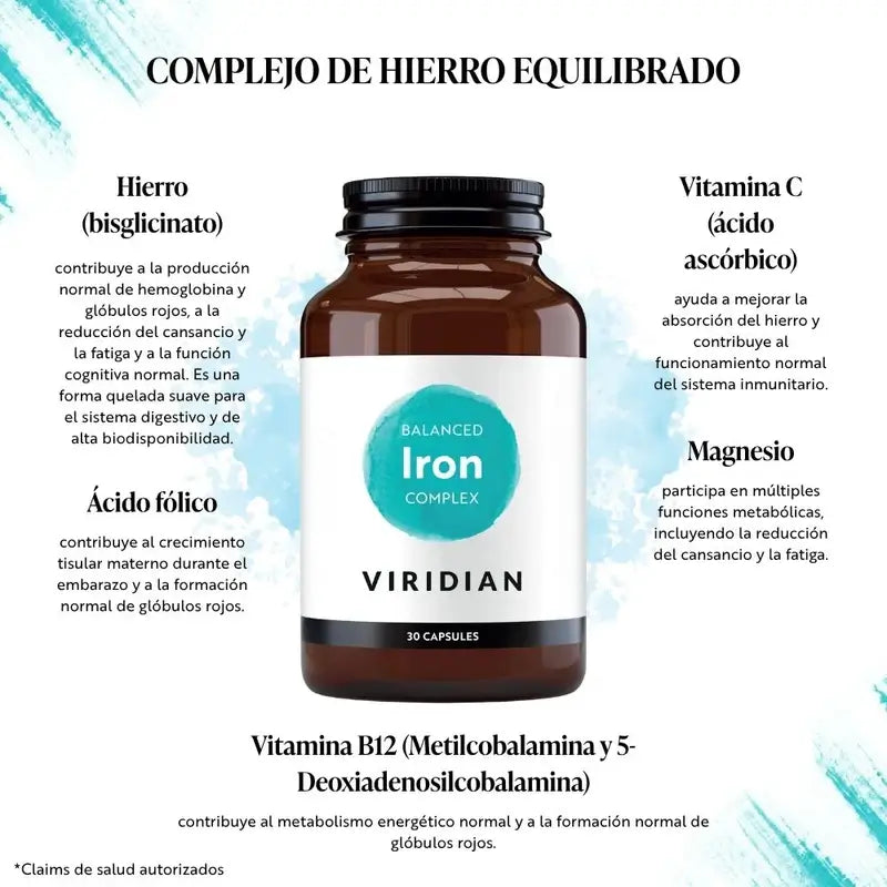 Viridian Hierro Balanceado Complex 30Cap.Veg.
