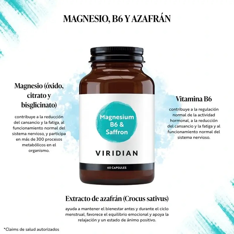 Viridian Magnesio+B6+Azafran 60Cap.Veg.