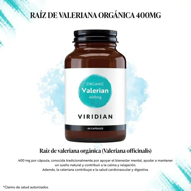Viridian Valeriana Organica Raiz 400Mg 60Vcap.