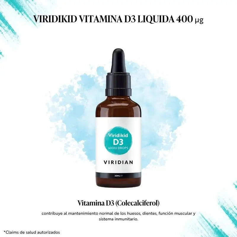 Viridian Virikid Vit D3 400Iu Vegana 30Ml.