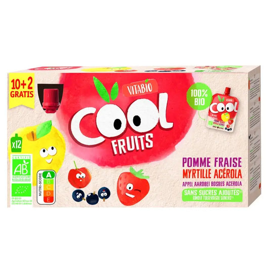 Vitabio Cool Fruits De Manzana, Fresa Y Arándano 90 Gr, 12 unidades