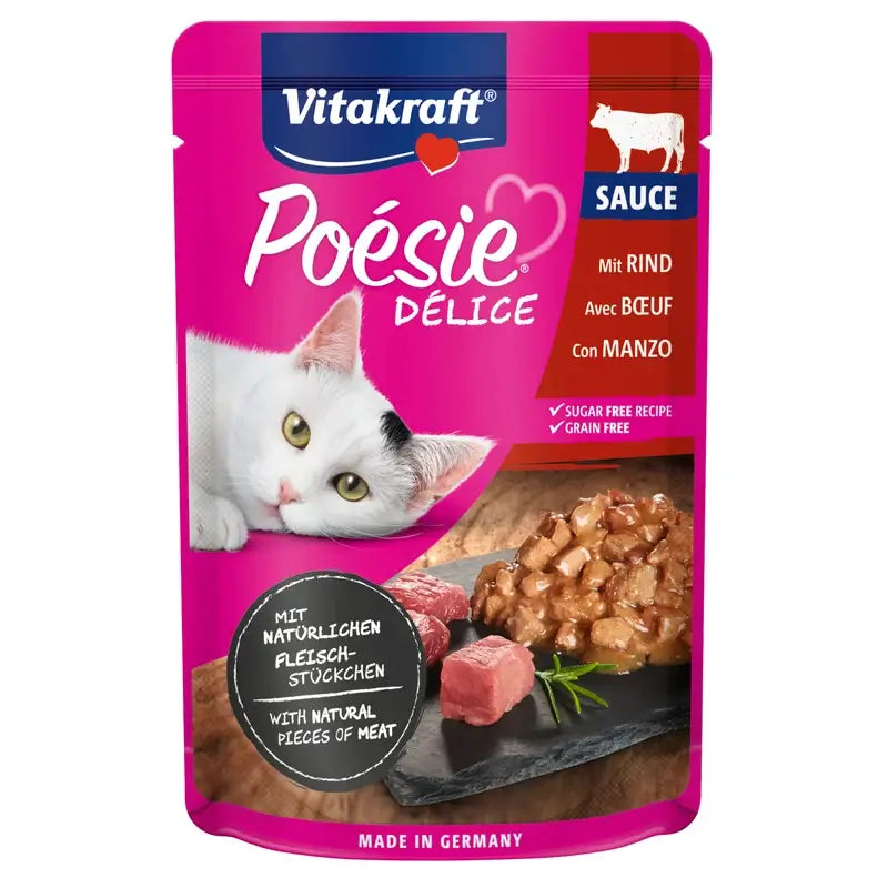 Vitakraft Poesie Delisauce Pouch- Ternera 23X85Gr, 85 gr