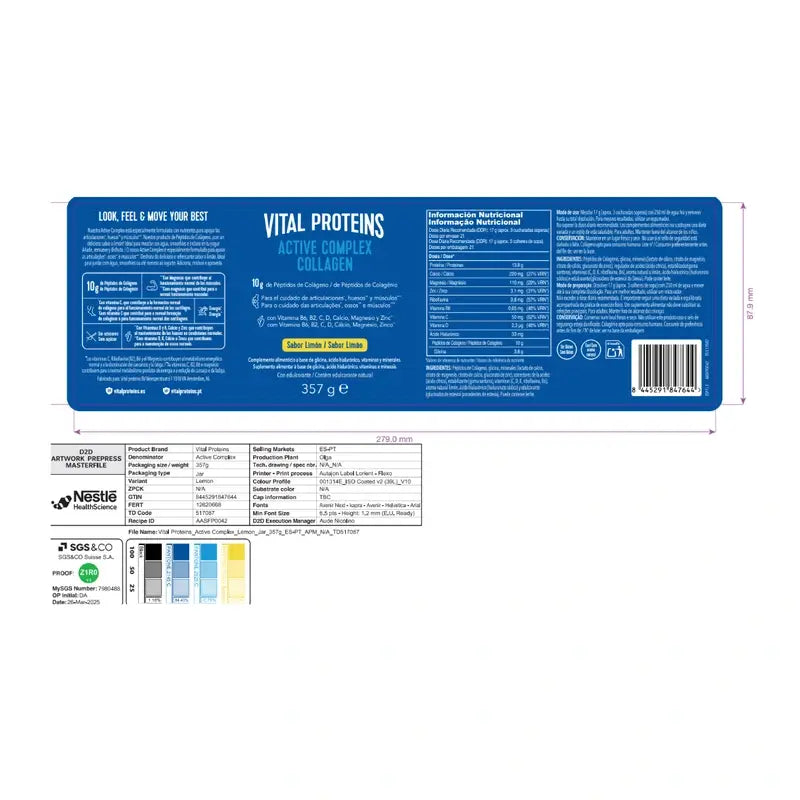 Vital Proteins Active Complex Colágeno Limón, 357 gr