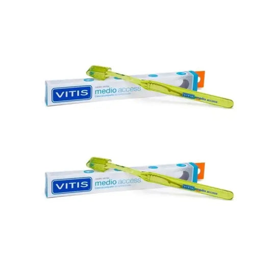 Vitis Cepillo Dental Medio Access Cabezal Pequeño, 2 Unidades