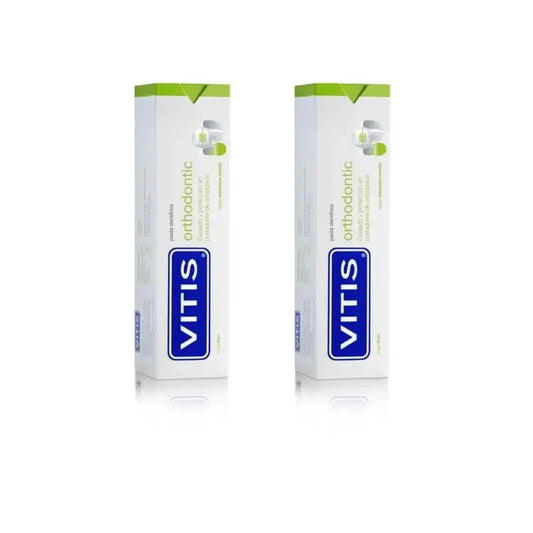 Vitis Orthodontic Pasta Dentífrica Sabor Manzana Menta, 2X100 Ml