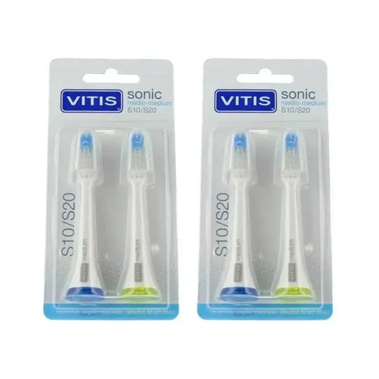 Vitis Recambio Cepillo Dental Eléctrico S10/S20, 4 Unidades