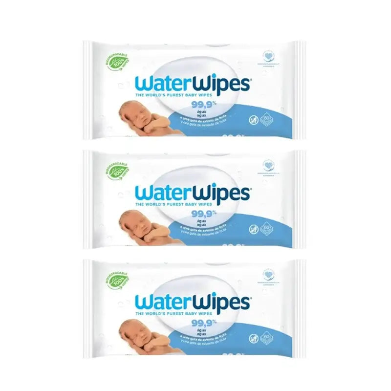 Waterwipes Toallitas Bebé Biodegradables,3x60,  180 Unidades