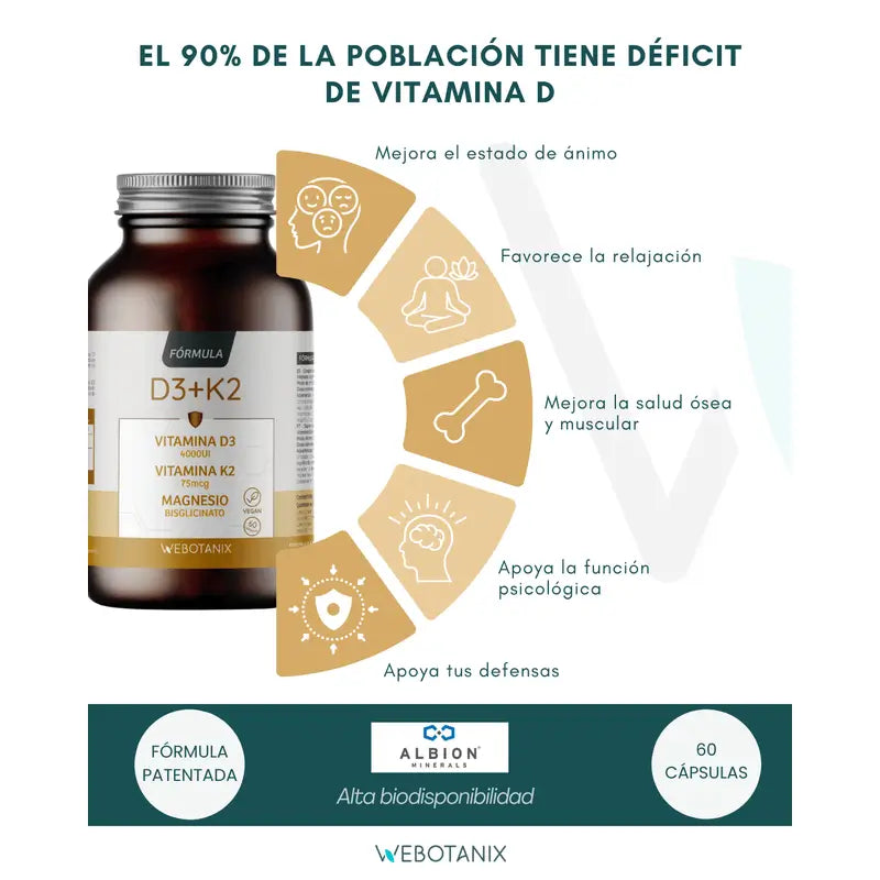Webotanix Vitamina D3+K2 Fórmula, 60 cápsulas