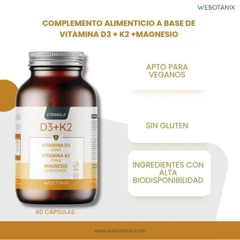 Webotanix Vitamina D3+K2 Fórmula, 60 cápsulas