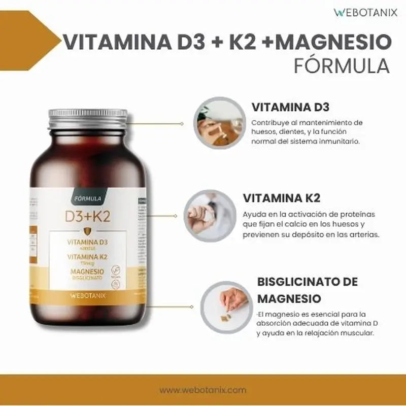 Webotanix Vitamina D3+K2 Fórmula, 60 cápsulas