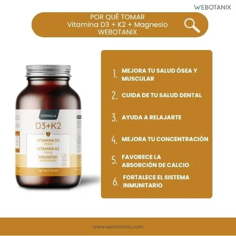 Webotanix Vitamina D3+K2 Fórmula, 60 cápsulas