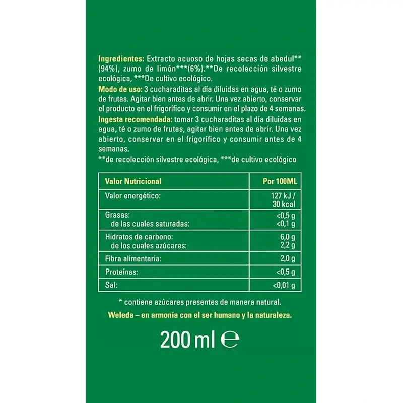 Weleda Zumo de Abedul, 200 ml