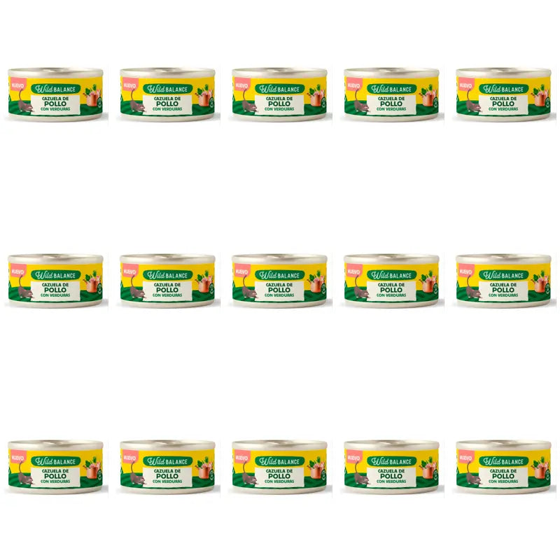 Wild Balance Lata Cazuela De Pollo Con Verduras Para Gatos, 80 gr, Pack de 15