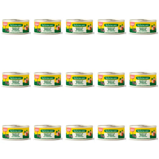 Wild Balance Lata Cazuela De Pollo Con Verduras Para Gatos, 80 gr, Pack de 15