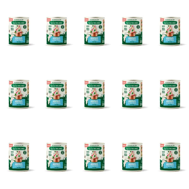 Wild Balance Lata Estofado De Mercado Con Pavo Y Ternera Para Perros, 400 gr, Pack de 15