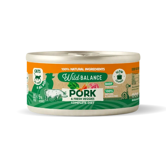 Wild Balance Lata Filosofía Barf De Cerdo Para Gatos, 120 gr