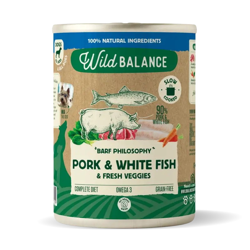 Wild Balance Lata Filosofía Barf De Merluza Para Perros, 400 gr
