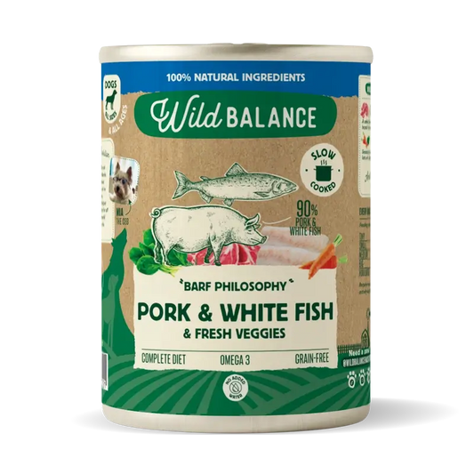 Wild Balance Lata Filosofía Barf De Merluza Para Perros, 400 gr