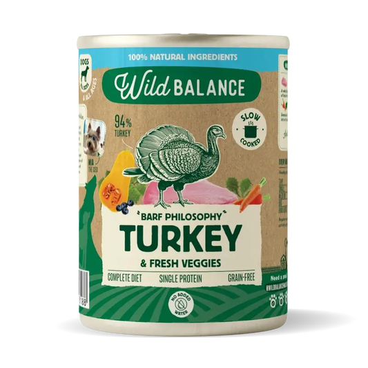 Wild Balance Lata Filosofía Barf De Pavo Para Perros, 400 gr