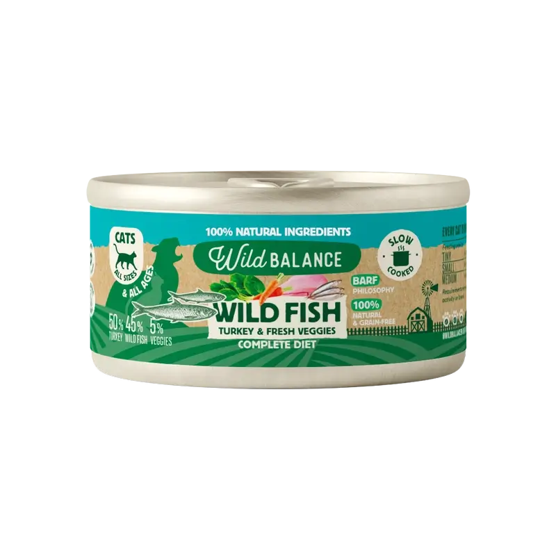 Wild Balance Lata Filosofía Barf De Pescado Para Gatos, 120 gr