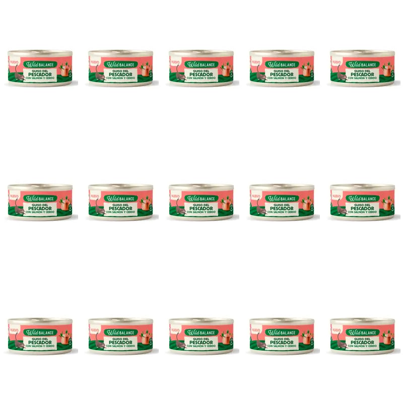 Wild Balance Lata Guiso Del Pescador Con Salmón, Cerdo Y Verduras Para Gatos, 80 gr, Pack de 15