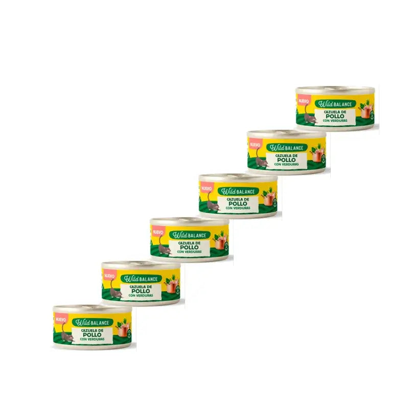 Wild Balance Lata Pollo Con Verduras Para Gatos, 120 gr, Pack de 6
