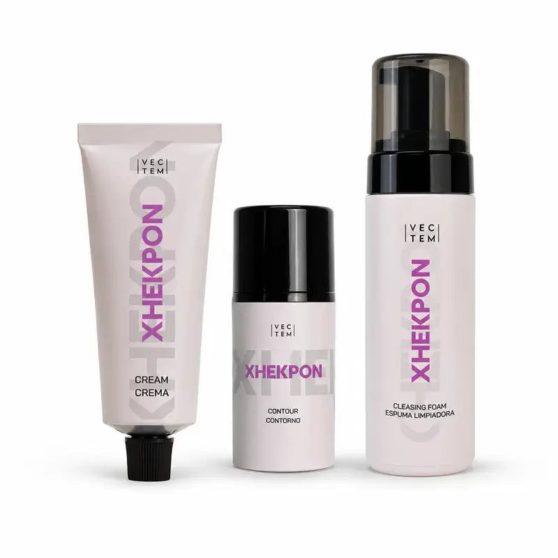Xhekpon Crema Contorno 15 ml + Crema Facial 40 ml + Espuma Limpiadora con Colágeno 150 ml